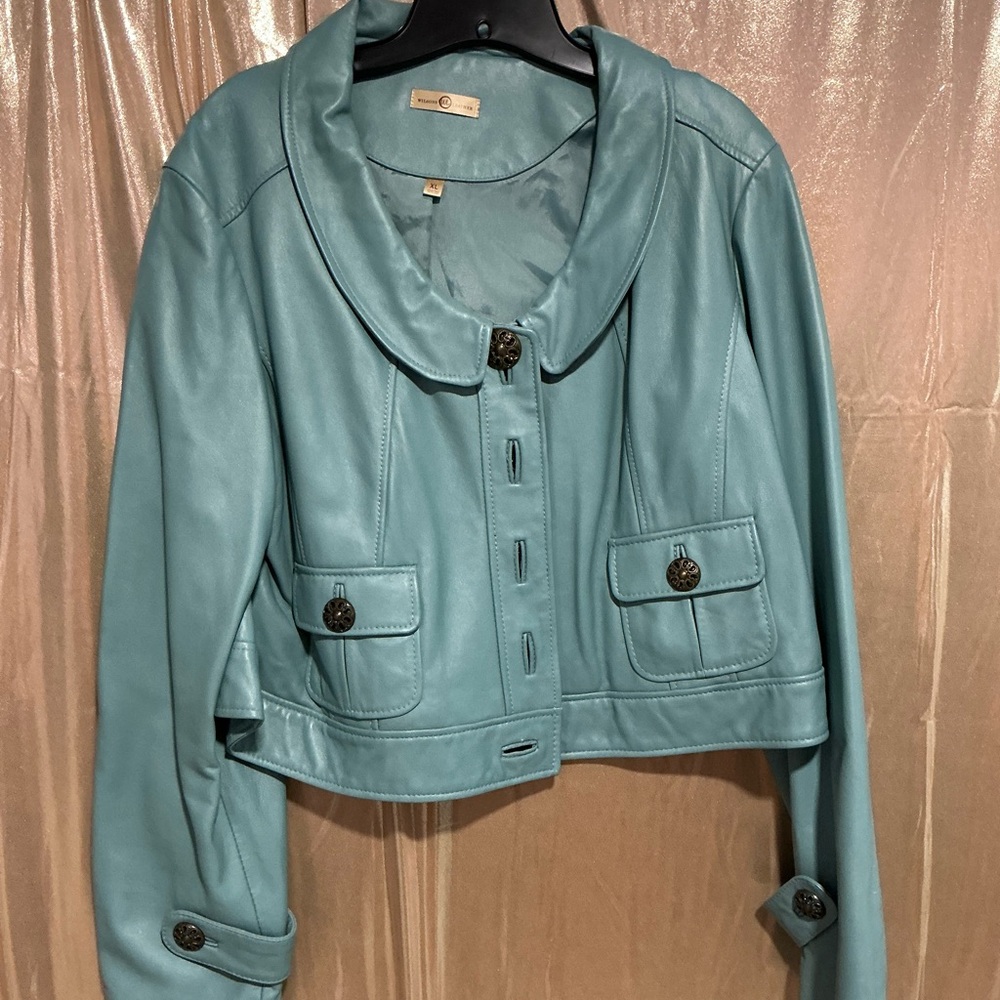 Wilsons Leather Women's Teal Cropped Jacket